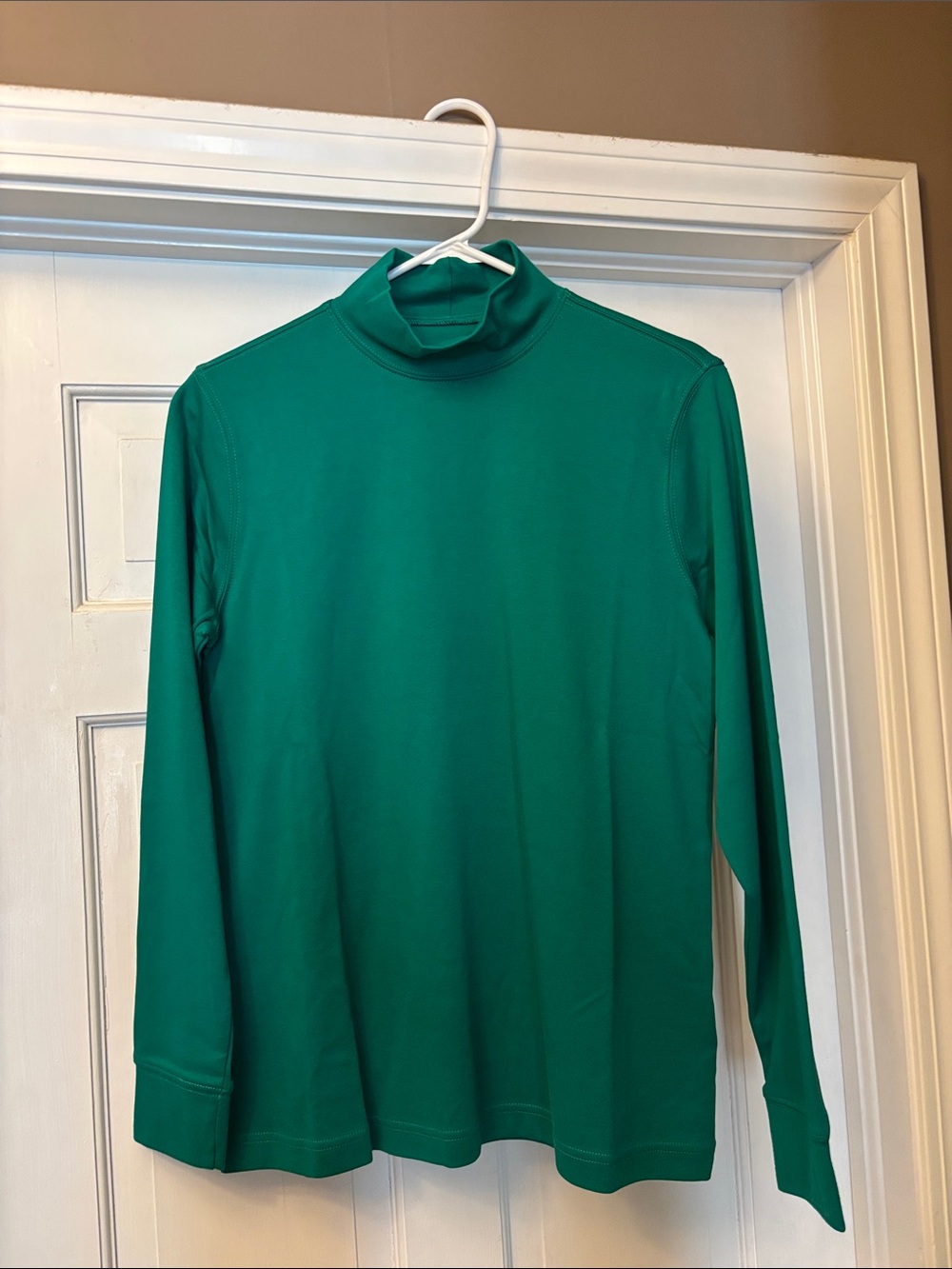 Lands' End Long Sleeve Mock Neck Top - Teal Green